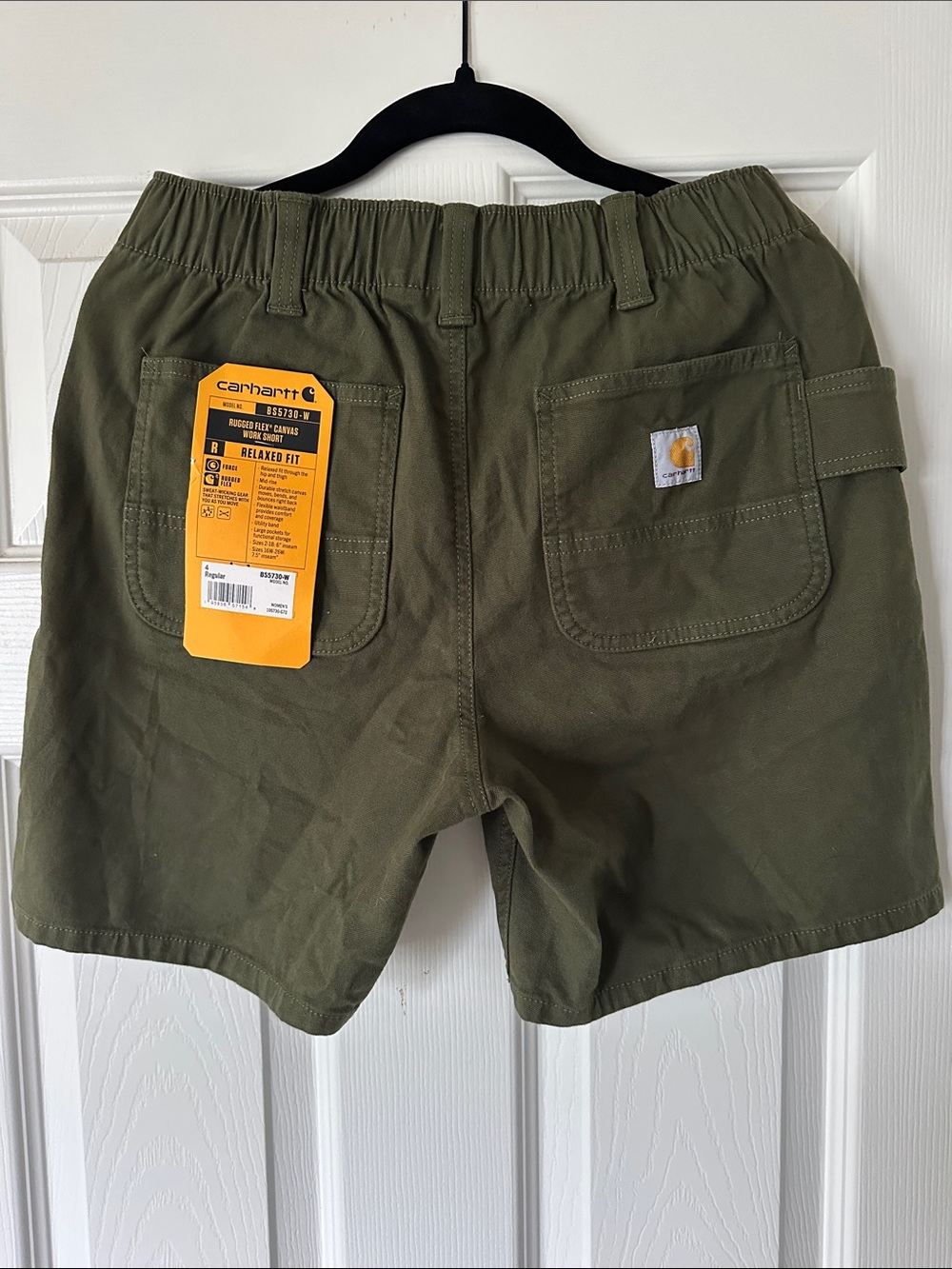 Carhartt Olive Utility Work Shorts with Logo Patch